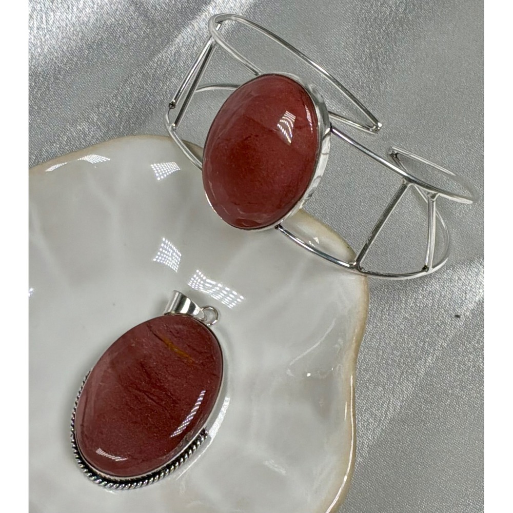 LIMITED EDITION • Genuine Red Jasper Cuff & Pendant Gift Set